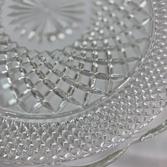 Vintage Anchor Hocking Wexford Cupped Edge Torte Plate Quilted Diamond Design - Picture 6 of 12